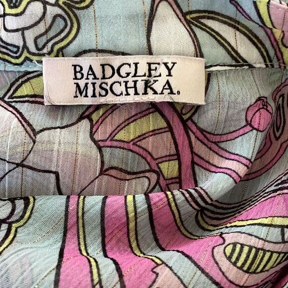 Badgley Mischka Floral Chiffon Sheer Blouse Tunic Top Women’s L/XL - Picture 10 of 16